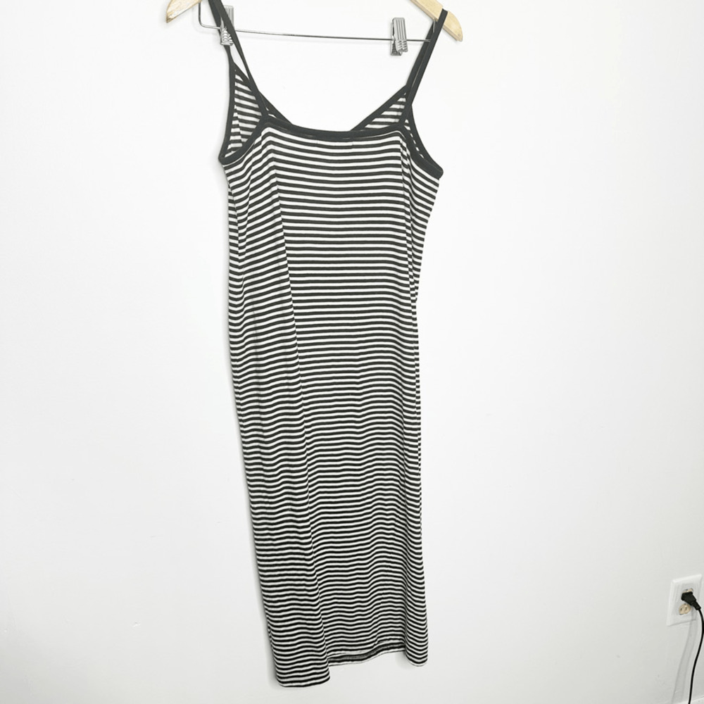 n:PHILANTHROPY STRIPED Tank midi DRESS black white cotton women's large L - Picture 5 of 7